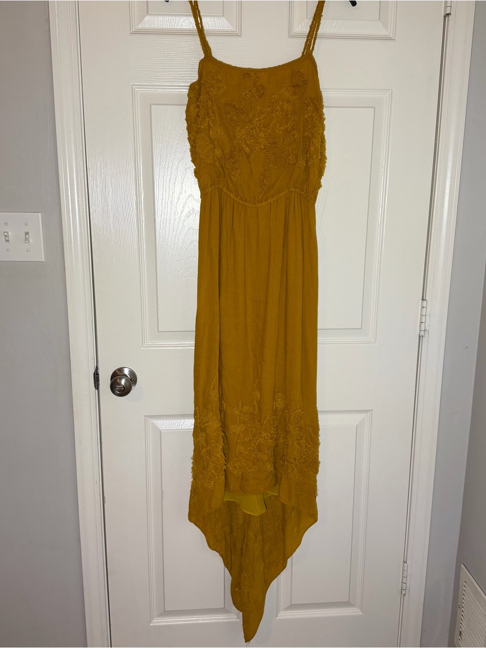 Boho Mustard Yellow Spaghetti Strap Dress